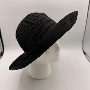 Black Wide Brim Woven Sun Hat – 56 cm